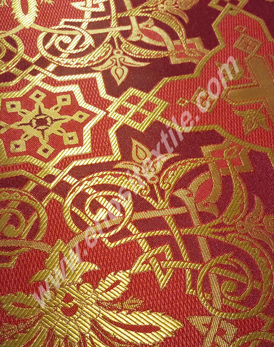 KL-021 Claret Red-Gold Brocade Fabrics